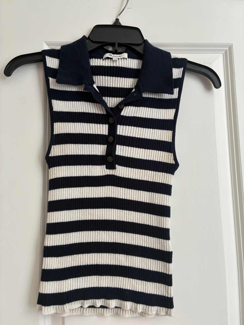 Madewell Navy & White Striped Polo Tank